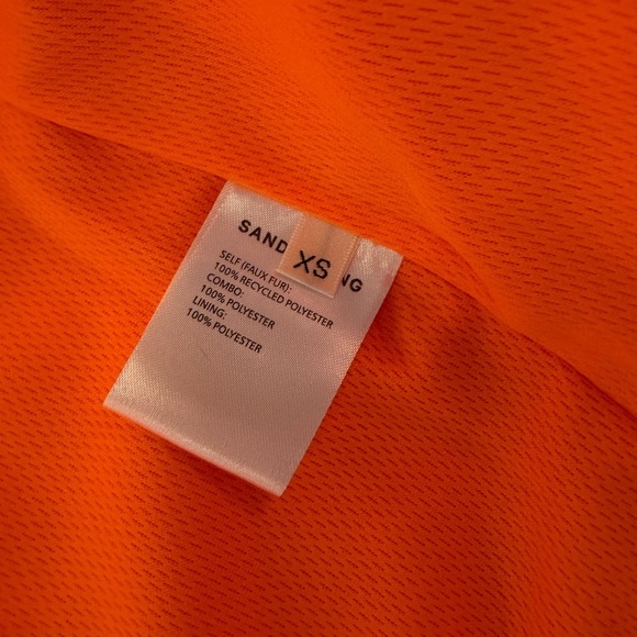 sandy Liang Orange Fleece Jacket with Gray Accents, excellent condition, Worn 1x - Picture 9 of 10